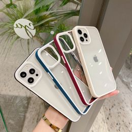 Transparent Acrylic Hard Shockproof Dual Colours Phone Cases for iPhone 14 13 12 11 Pro Max XR XS X 8 7 6 Plus