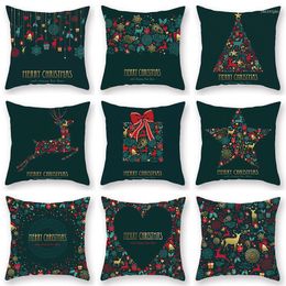 Pillow 45cmx45cm Cartoon Santa Claus Elk Christmas Pillowcase 2023 Decor For Home Merry Ornament Navidad Xmas Gifts