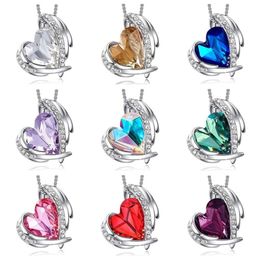 Pendant Necklaces Fashion 925 Silver Plated Love Heart For Women Crystals Birthstone Jewelry Party/Anniversary Day/Birthday