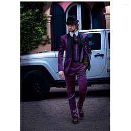 Men's Suits 2023 Fashion High-Quality Customised Tuxedo Slim Men's Suit Wedding Purple Groom Man Banquet 2 Sets (Top Pants Tie)