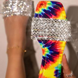 Slippers 2023 Woman Crystal Bling Slipper Female Rhinestone Summer Sunflowers Fashion Slide Ladies Casual Beach Flat Women