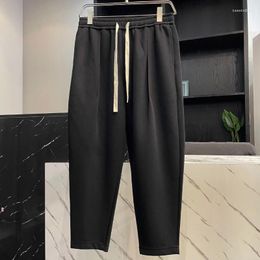 Men's Pants Pleated Straight Sweatpants Men Women High Street Oversize Casual Trousers Unisex Solid Versatile Comfort Jogger I5iq