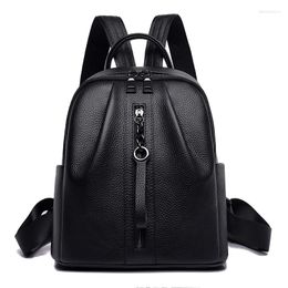 School Bags Fashion Soft Genuine Leather Hardware Bag Women's Backpacks Lady Girl First Layer Real Cowhide Female Book Backpack