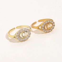 genuine gold plated opening diamond inlaid temperament simple version ring female Luxury ornament