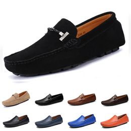 mens women Casual Shoes Leather soft sole black white red orange blue brown comfortable sneaker 032