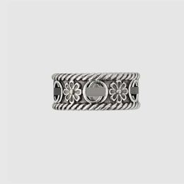 20% off all items 2023 New Luxury High Quality Fashion Jewellery for Hollow out Double Sterling Silver Fried Dough Twists Ring Simple Style Daisy Carving Trend