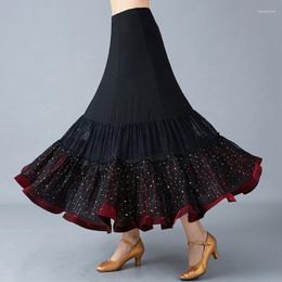 Stage Wear Adult Ballroom Dancing Skirt Black Flamenco Skirts Belly Suit Women Waltz Costumes Dress D0801