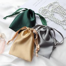 Shopping Bags 2023 High Quality Luxury Imitation Silk Jewellery Bag 10pcs/Lot Packing Drawstring For Wedding Gift & Pouches