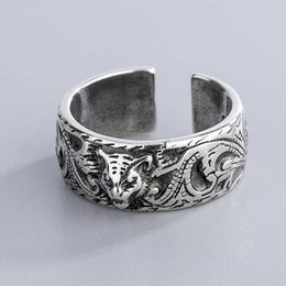 20% OFF 2023 New Luxury High Quality Fashion Jewelry for double leopard women's Thai silver tiger head carved pattern ring opening