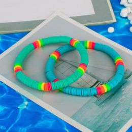 Strand KELITCH Fashion Handmade Bracelets Jewelry Colorful Soft Rubber Disc Bead Polymer Clay Elastic Bangle Women Friendship Bracelet