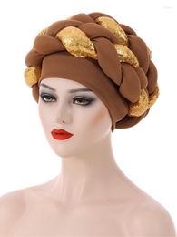 Ethnic Clothing African Hijab Turbans Caps Women Braid With Sequins Bandana Headtie 2023 Fashion Splice Head Wraps Bonnet Auto Gele