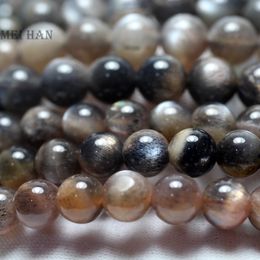 Beaded Necklaces Free shiping Natural A Black Gold Sunstone Smooth Round Beads For Jewellery Making Design DIY 230306