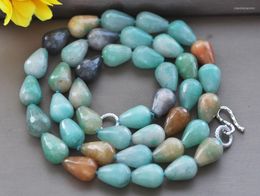 Chains Z10970 17"-32" 18mm Blue Drip Faceted Gemstone Bead Necklace
