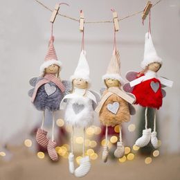 Christmas Decorations Plush Cute Angel Doll Pendants Tree Hanging Ornaments Year Children Gift Toys Khaki Gray White Red