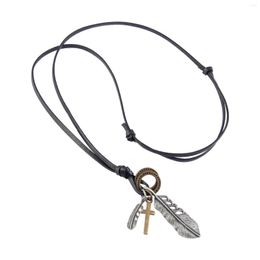 Pendant Necklaces Simple Necklace Jewellery Hip Hop PU Leather Cord Adjustable Trendy Bola Tie For Daily Work