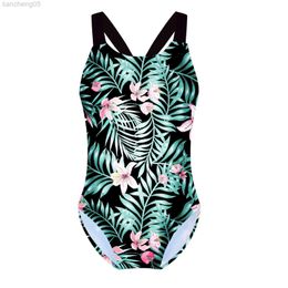 One-Pieces Girls Swimwear 2021 New Sleeveless One-Piece Swimsuit for Kids with Cute Cartoon Pattern Printing Children Bathing Beach Wear W0310