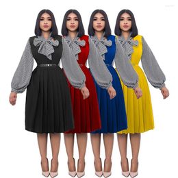 Ethnic Clothing 2023 African Dresses For Women Spring Autumn Long Sleeve V-neck Polyester Knee-length Dress Clothes