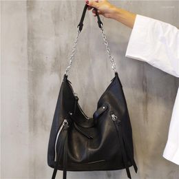Evening Bags Women 2023 Novelty Minimalist Black Chain Single Shoulder Bag For Female Cool Pu Leather Chic Niche Crossbody