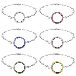 Charm Bracelets 1 Pc Good Quality DIY Rhinestone Magnetic Glass Locket Stainless Steel Chain Cross Bracelet