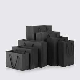 Gift Wrap 10pcs / black paper bag gift Festival wrapping paper bag kraft paper party gift bag support custom 1 color simple 230306