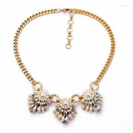 Choker Dress Accessories Fashion Design Rhinestone Simulated Pearl Crystal Necklace Women Gold Color