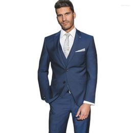 Men's Suits Slim Fits Navy Men's Work Business Suit Cocktail Dress Handsome Groom Tuxedos Party Clothes (Jacket Pants Vest Tie) W:313