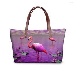 Evening Bags HaoYun Women's Totes Handbag Cartoon Animal Pattern Girls Shoulder Kawaii Flamingos Design Large Capacity Ladies Purse