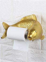 Toilet Paper Holders Toilet paper roll holder creative personality toilet paper towel holder bathroom no punching cute household carp paper holder 230303