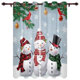 Curtain Christmas Tree Snowman Snowflake Window Curtains For Bedroom Luxury Kitchen Living Room