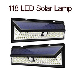 Solar Wall Lights 118 LED Waterproof Light Control Motion Sensor Security Solar Panel Light crestech168