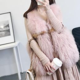 Women's Fur & Faux Women Sleeveless Vest Plus Size Thick Furry Short Vests Coat Gilet Autumn Winter Waistcoat Y47