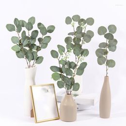 Decorative Flowers 1PC DIY Artificial Plants Fake Bridal Bouquet Green Eucalyptus Leaves Party Supplies