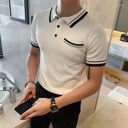 Men's T Shirts Men Clothing 2023 Summer T-shirt Men's Short Sleeve Tide Brand Knitted Half England Slim Top