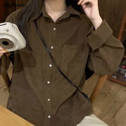 Women's Blouses Shirts Women Shirts Solid Colour School Japanese Style Female Students Turn-down Collar Sweet Leisure Loose Retro Ins 3XL All-match 230306