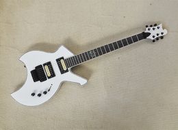 6 Strings White Electric Guitar with Humbuckers Floyd Rose Rosewood Fretboard Can be Customised