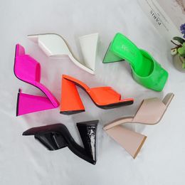 Sandals LTARTA 11cm Heels Summer High-heeled Slippers Women Triangle Thick heel Slippers Sexy Square Toe Thick Heel Open-toe Sandals ZL 230306