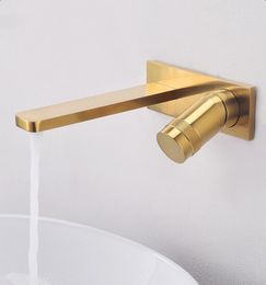 Bathroom Sink Faucets Northern Europe Style Gold Brushed Wall Mounted Faucet Cold And Water Simplified Basin