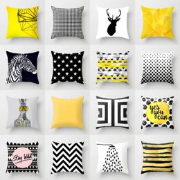 Pillow Nordic Style Geometric Black Yellow Covers Modern Polyester Decorative Sofa Couch 18" Throw Case