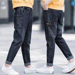 Jeans Jeans for Boys Teenagers Clothes for Summer Casual Elastic Waist Letters Print Children's Trousers High Quality 230306