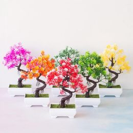 Decorative Flowers Fancy Artificial Bonsai Lightweight Faux Compact Potted Fake Floral Portable