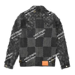 5A men's designer jacket with chessboard pattern denim jacquard fabric jacket