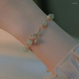 Strand Fashion Vintage Women's Tulip Beaded Bracelet Luxury Temperament Natural Stone Long Fringe Jewelry Gifts