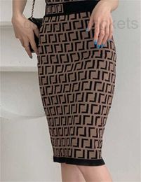 Casual Dresses Designer Womens Elegant Chain Letter Party Dress Women's Fashion Half-length Skirt Solid Color Knit Step Package Hip Short Size S-XL ZLQJ