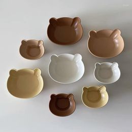 Bowls Ceramic Pudding Bowl Bear Head Noodle Fruit Children's Rice Plate Cute Dessert Soup Salad Home