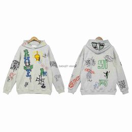 Men's Hoodies Sweatshirts High-version Meichao RHUDE manager hand-painted graffiti high street men and women's 360 Grammes hooded sweater T230306