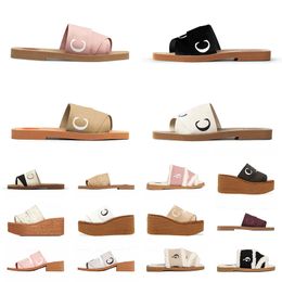 Classic Designer Canvas Slafor sandali Chol Designer Assurance Supporto emotivo nelle vetrini da spiaggia Non scivolare le afini piatte legnose a infradito da donna sandali 35-42