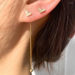Dangle Earrings Trendy Heart Long Threader For Women Minimalist Zircon Love Chain With Bead Ball Charms Dainty Gift
