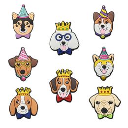 Wholesale 100Pcs PVC Kawaii Dog Crown Heart Buckle Accessories For Children Backpack Button Clog Decorations for Bands Bracelets