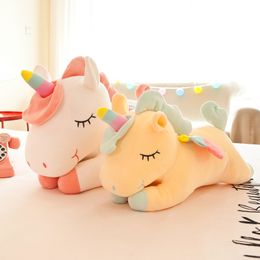 Lovely rainbow unicorn doll plush toy large doll sleeping pillow wholesale gift