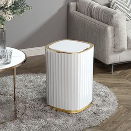 Waste Bins 9L/12L/15L Golden Smart Trash Can Kitchen Household Bedroom Toilet Bathroom Automatic Sensor Wastebasket Waterproof Bin with Lid 230306